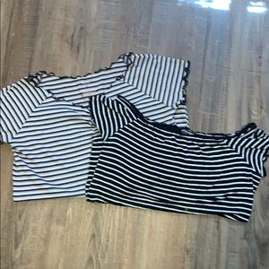 2 black and white tops